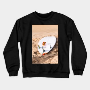 Surfboard on beach Crewneck Sweatshirt